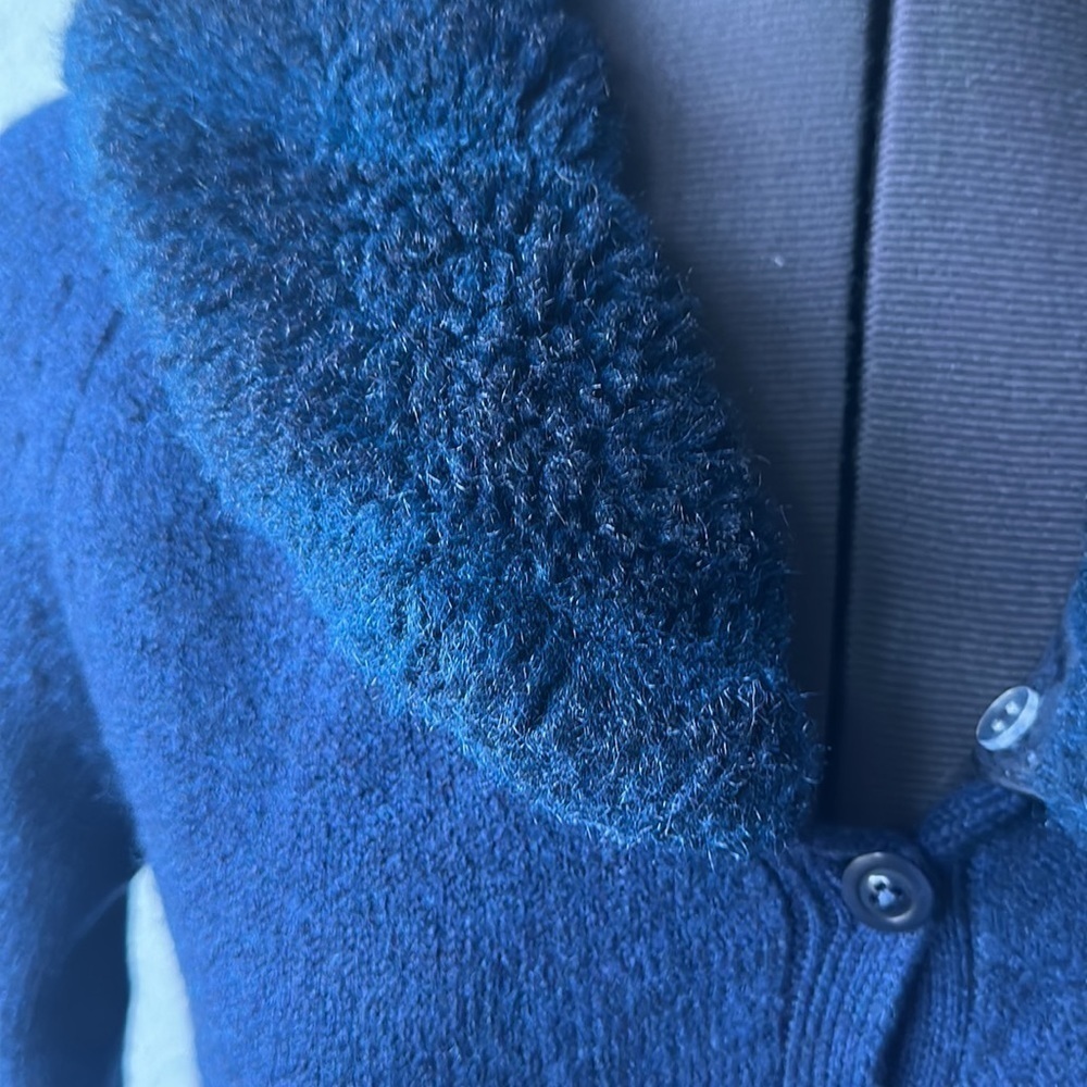 Classiques Entier sweater blue removable collar 100% fine Merino wool size Med - Picture 2 of 12